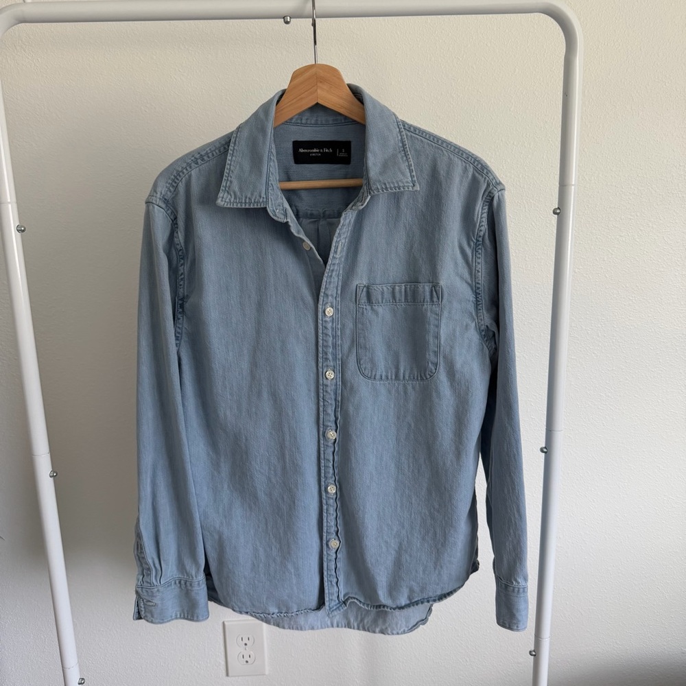 Abercrombie & Fitch Light Blue Denim Button-Down Shirt